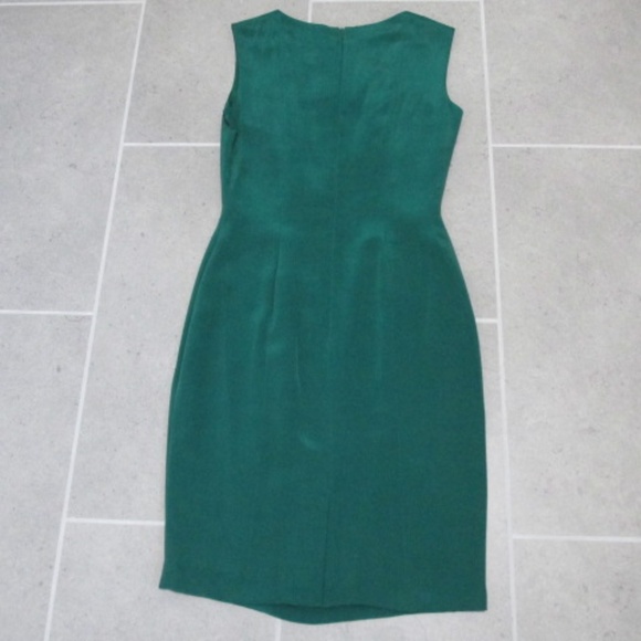 VTG Asymmetrical Teal Silk Dress NWOT, Size 4 - Picture 5 of 9